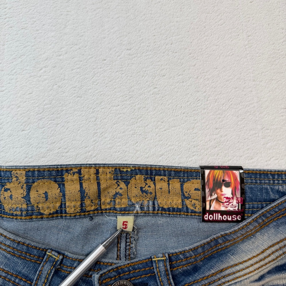 Dollhouse Skinny Jean Women 5 Blue Good Distress Union Jack Low Rise LT-1572MEI - Picture 8 of 13